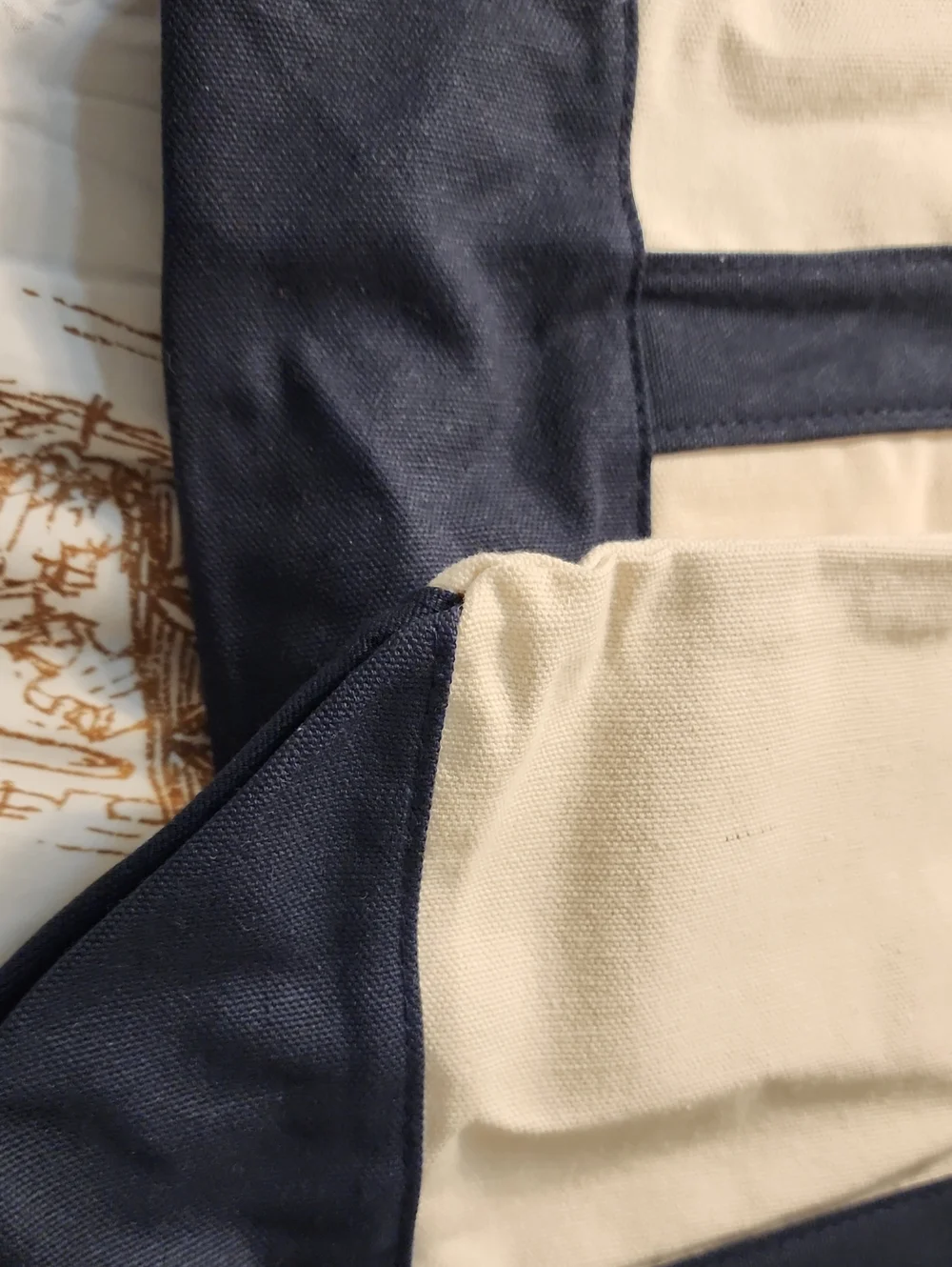 Trader Joe's Canvas Tote Bag - Navy & Cream